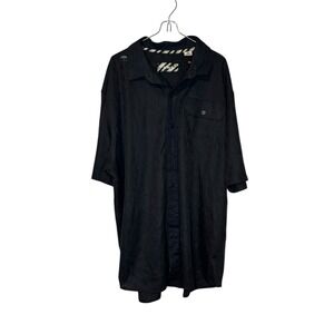 Pelle Pelle Men's Shirt Pique Button Up Pocket Short Sleeve Oversized Black‎ 3XL